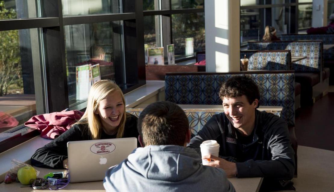 Students hang out in the union at Springfield College